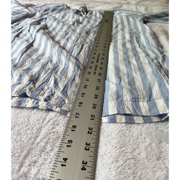 J.Crew Womens Blue & White Striped 3/4 Sleeve Beach Tunic Top Blouse Tassel Neck - Picture 7 of 8